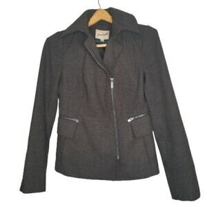 Grane Dark Gray Asymmetrical Zip Coat Jacket